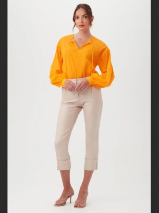 Trina Turk Pants - Trina Turk Banshee Cropped Cuff Hem Pants, NWT Size 8, Cream